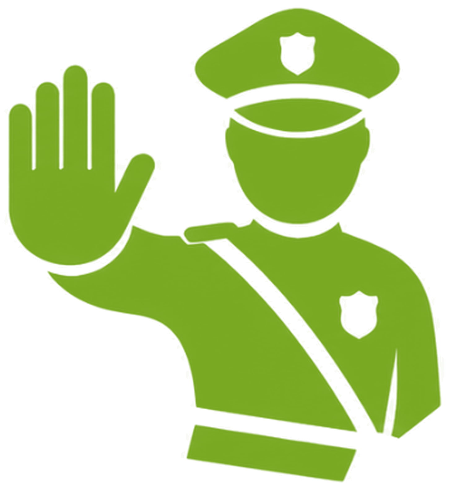 Guardia de tráfico con la mano en alto